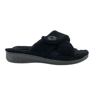 Vionic Women's Size 5 Pauline Black Open Toe Faux Fur Slip On Slippers Sandals